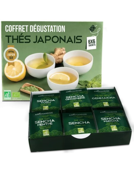 Cutie pentru degustare 6 tipuri de ceai japonez bio, 36 plicuri, Aromandise                         