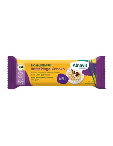 Baton cu ovaz si ciocolata fara gluten, bio, 50g Alnavit                                            