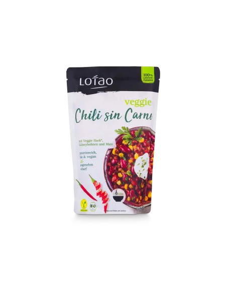 Chili sin carne vegan cu fasole rosie si legume, bio, 320g, Lotao                                   