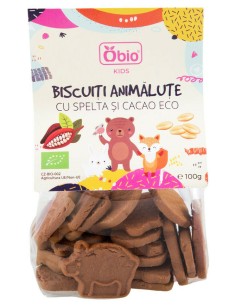 Biscuiti animalute cu spelta si cacao bio 100g Obio                                                 