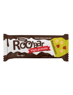 Baton proteic cu alune de padure invelit in ciocolata bio 40g Roobar                                