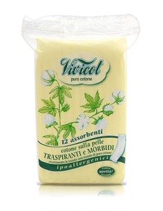 Absorbante din bumbac bio, fara aripioare - 2 picaturi (12 buc) - VIVICOT Puro Cotone               