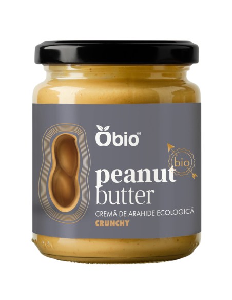 Crema de arahide crunchy bio 250g Obio                                                              