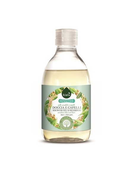 Biolu Gel de dus - sampon pentru bebelusi si adulti, SENSITIVE bio 300ml                            