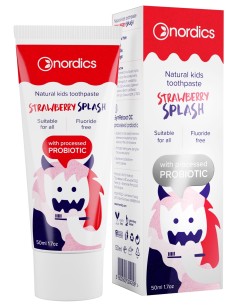 Pasta de dinti naturala pentru copii cu capsuni si probiotice 50ml Nordics                          