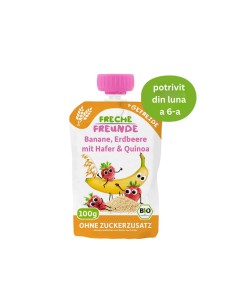 Porridge de ovaz cu banane, capsuni si quinoa, bio, 100g, Erdbar                                    