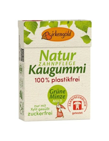 Guma de mestecat naturala cu aroma usoara de menta, 28g, Birkengold                                 