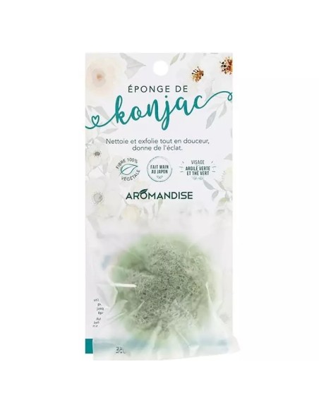 Burete natural Konjac cu argila verde si ceai verde, Aromandise                                     