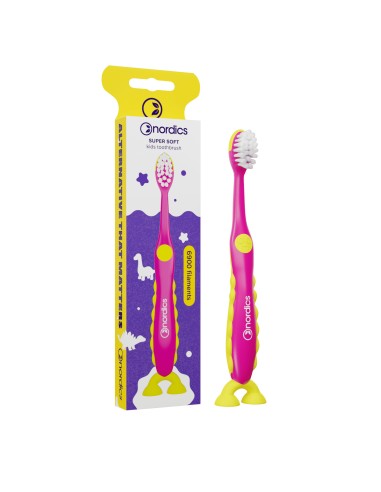 Periuta de dinti copii PREMIUM, 6900 filamente, super moale, roz, Nordics                           