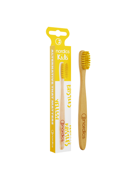 Periuta de dinti pt. copii din bambus, GALBENA, Nordics                                             