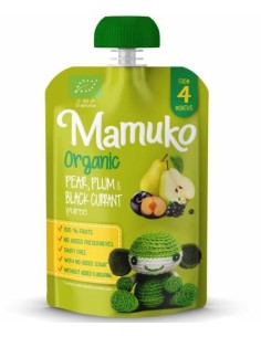 Piure de pere, prune si coacaze negre bio 100g Mamuko                                               