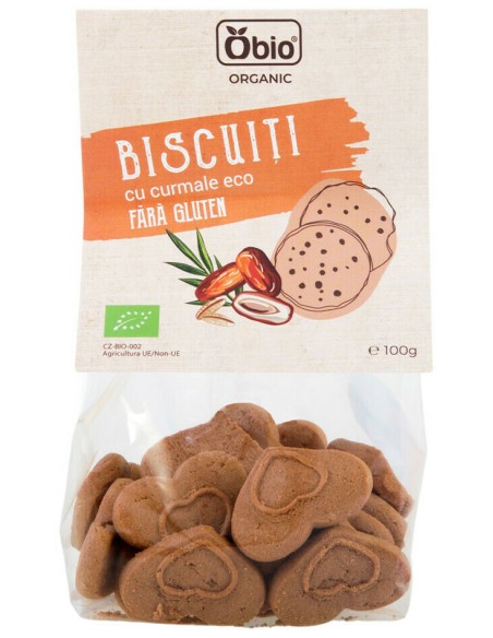 Biscuiti cu curmale fara gluten bio 100g Obio                                                       