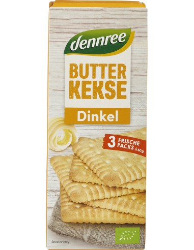 Biscuiti din spelta cu unt bio 3 x 50g 150g Dennree                                                 