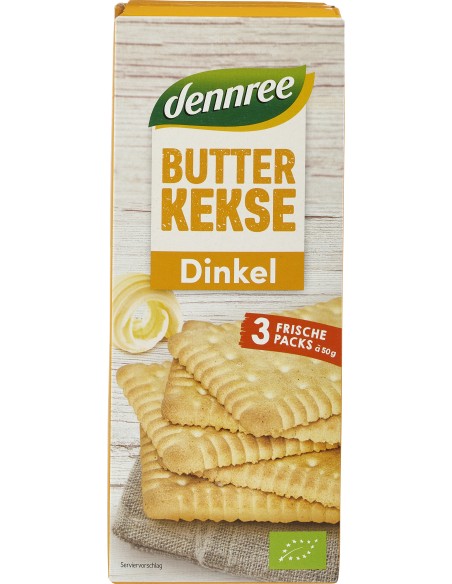 Biscuiti din spelta cu unt bio 3 x 50g 150g Dennree                                                 