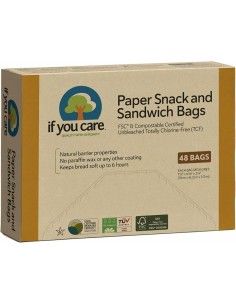 Pungi de hartie nealbita pentru sandwich si snacks, fara clor, compostabile, 48 buc, If You Care    