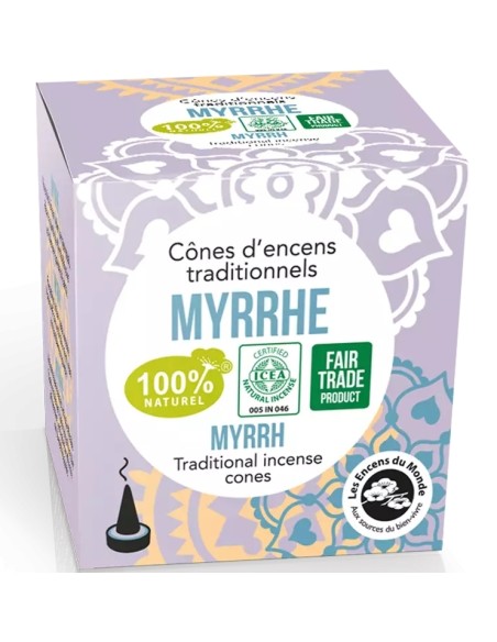 Conuri parfumate naturale - smirna, indiene, 12 buc., Aromandise                                    