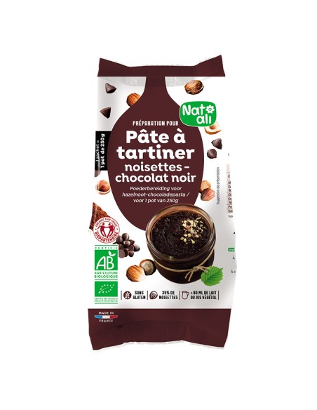 Mix pentru crema tartinabila alune si ciocolata neagra, bio, 170g, Nat-ali                          