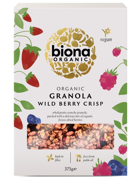 Granola cu fructe de padure, crunchy, bio 375g Biona                                                