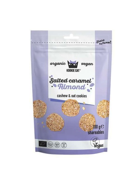 COOKIE cu migdale si caramel sarat, fara gluten, bio 100g Kookie Cat                                