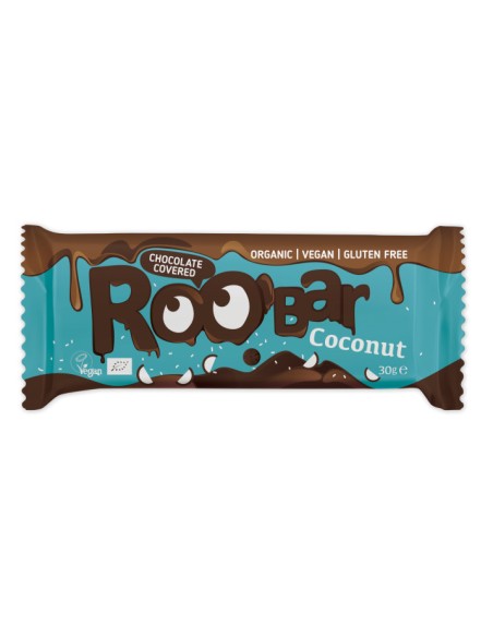 Baton cu cocos invelit in ciocolata bio 30g Roobar                                                  
