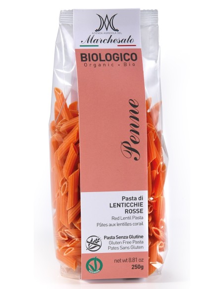 Penne din linte rosie bio fara gluten 250g Marchesato                                               