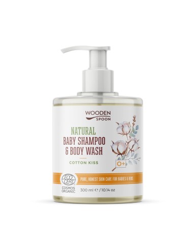 Sampon si gel dus pentru copii si bebelusi Cotton Kiss, bio, 300ml, Wooden Spoon                    