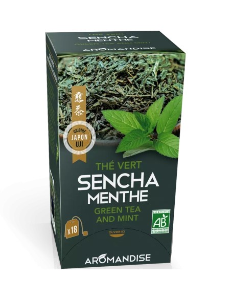 Ceai verde Sencha cu menta bio 18 pliculete x 2g, Aromandise                                        