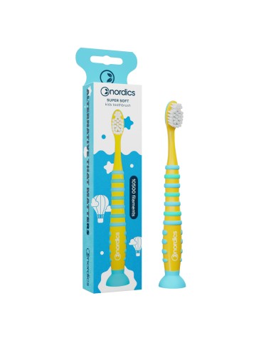 Periuta de dinti copii PREMIUM, 10500 filamente, super moale, galben, Nordics                       