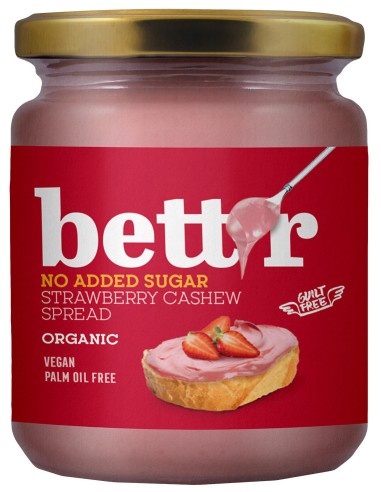 Crema tartinabila de caju si capsuni bio 250g Bettr fara zahar adaugat                              