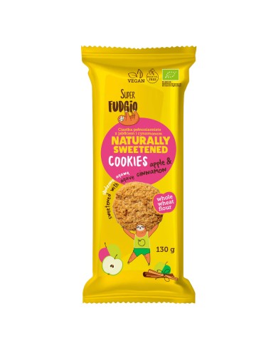 Biscuiti cu agave, mar si scortisoara, bio, 130g, Super Fudgio                                      