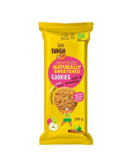 Biscuiti cu agave, mar si scortisoara, bio, 130g, Super Fudgio                                      