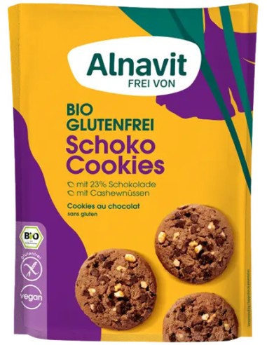 Biscuiti cu ciocolata fara gluten, bio, 125g Alnavit                                                