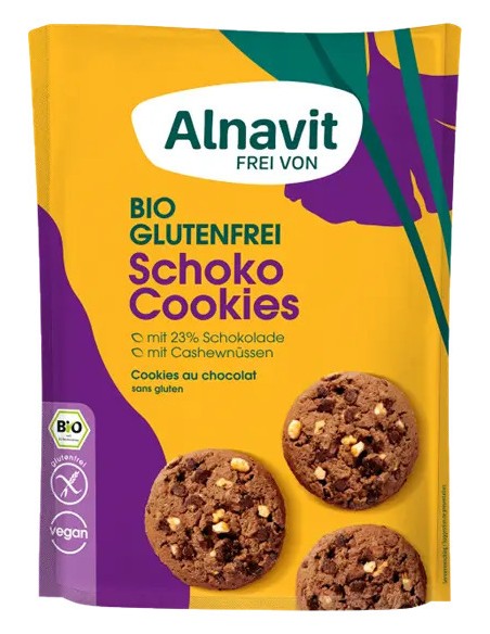 Biscuiti cu ciocolata fara gluten, bio, 125g Alnavit                                                