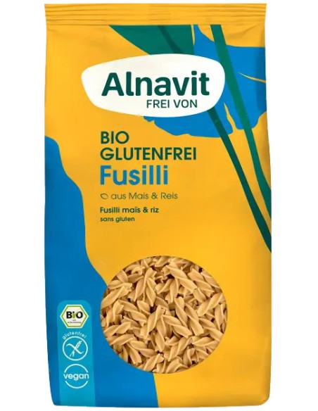 Fusilli din porumb si orez fara gluten, bio, 500g Alnavit                                           