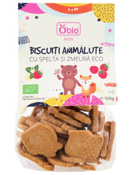 Biscuiti animalute cu spelta si zmeura bio100g Obio                                                 