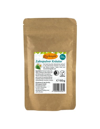 Pasta de dinti pudra cu musetel fara fluor refill, 100g, Birkengold                                 