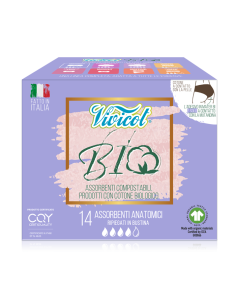 Absorbante de zi din bumbac bio hipoalergenic,compostabil,fara aripioare -4 picaturi (14 buc)-VIVICO