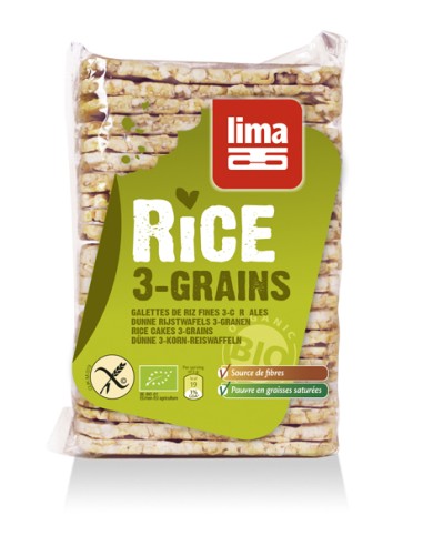 Rondele de orez expandat cu 3 cereale eco 130g  Lima                                                