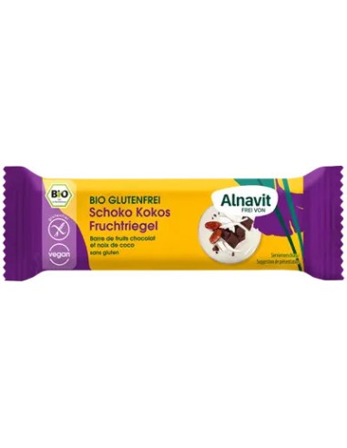 Baton cu cocos si ciocolata fara gluten, bio, 40g Alnavit                                           