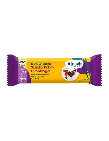 Baton cu cocos si ciocolata fara gluten, bio, 40g Alnavit                                           