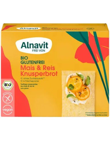 Crispbread (painici) din porumb si orez fara gluten, bio, 150g Alnavit                              