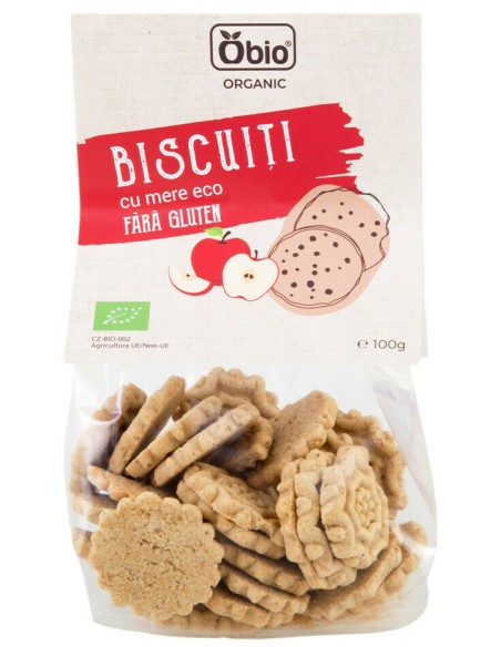 Biscuiti cu mere fara gluten bio 100g Obio                                                          