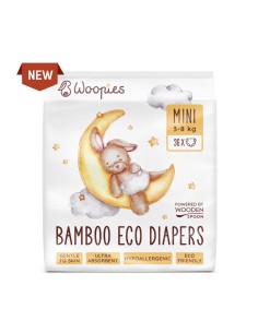 Scutece ECO cu fibre de bambus mini (3-8 kg), 36 bucati, Wooden Spoon                               