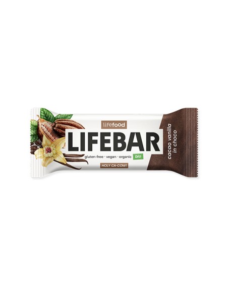 Lifebar baton cu cacao si vanilie in ciocolata raw bio 40g                                          
