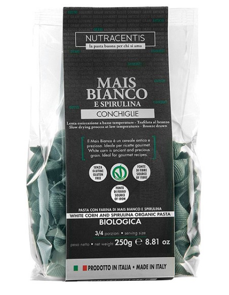 Paste din faina de porumb alb cu spirulina bio fara gluten, 250g Nutracentis                        