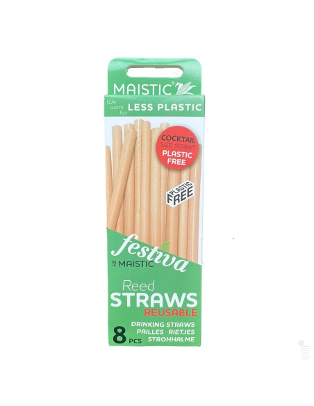Pai din stuf pentru baut, 14cm, plastic free, set 8 buc, Maistic                                    