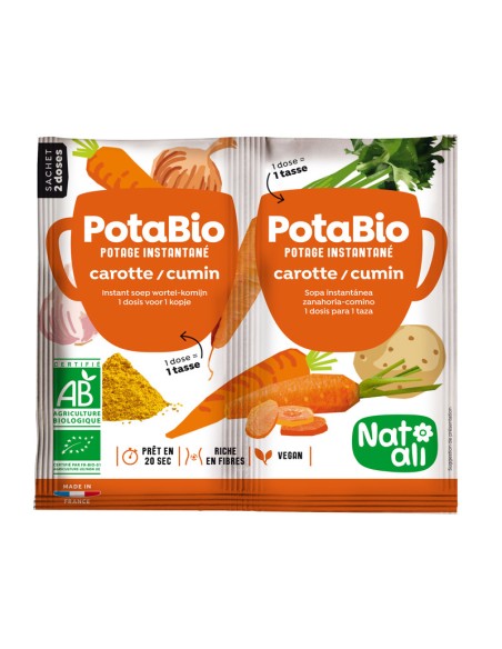 Supa instant cu morcovi, chimion si legume, bio, 2x 8.5g, Nat-ali                                   