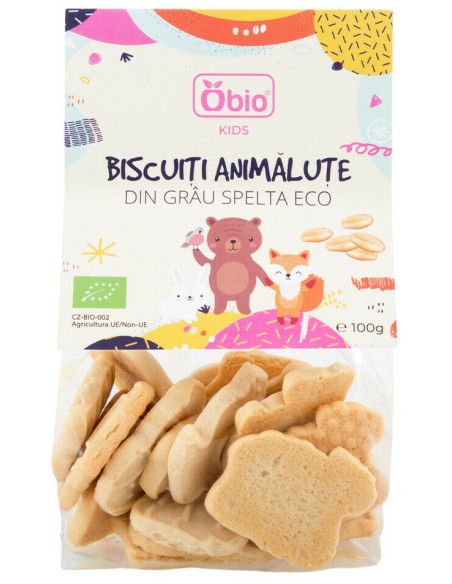 Biscuiti animalute din grau spelta bio 100g Obio                                                    