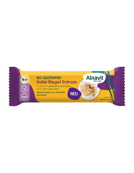 Baton cu ovaz si arahide fara gluten, bio, 50g Alnavit                                              