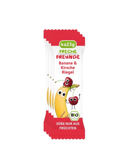 Baton de cereale cu banane si cirese, bio, 4 x 23g, Erdbar                                          